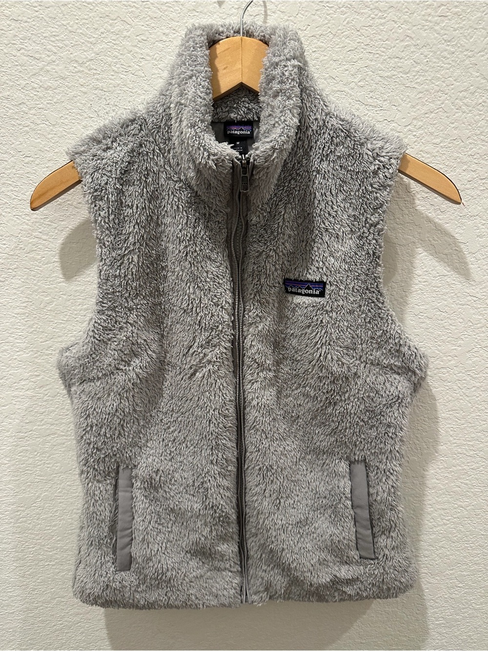 Patagonia Los Gatos Fleece Vest Women's Medium Gray Full Zip High Pile Sherpa